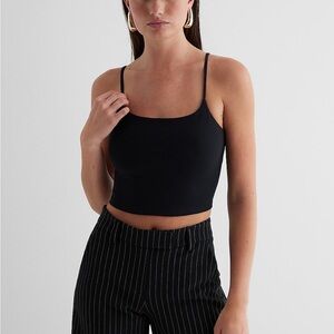 Express Body Contour Stretch Cotton Scoop Neck Cropped Cami